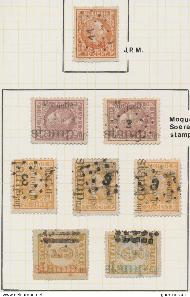 Niederländisch-Indien: 1878 (ca.), J. P. Moquette Security Marks On Willem (3, Inc. "J.P.M.") Or Num - Nederlands-Indië