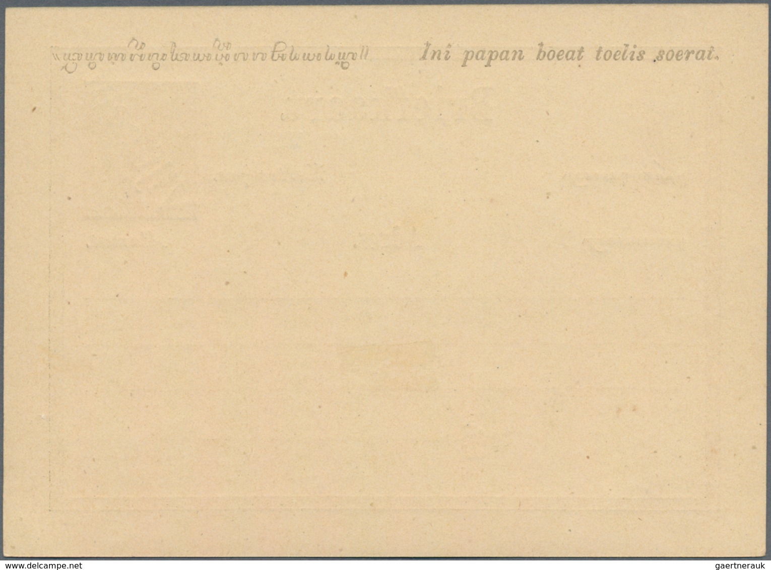 Niederländisch-Indien: 1878 (ca.), Moquette Surcharges: "Vijf Cent" In Black, SW To NE On Stationery - Netherlands Indies