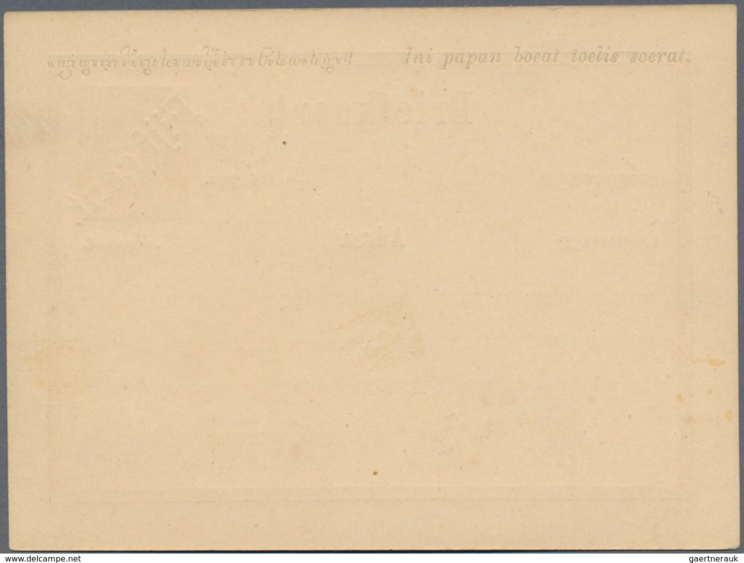 Niederländisch-Indien: 1878 (ca.), Moquette Surcharges: "Vijf Cent" In Red On Stationery Card Willem - Netherlands Indies