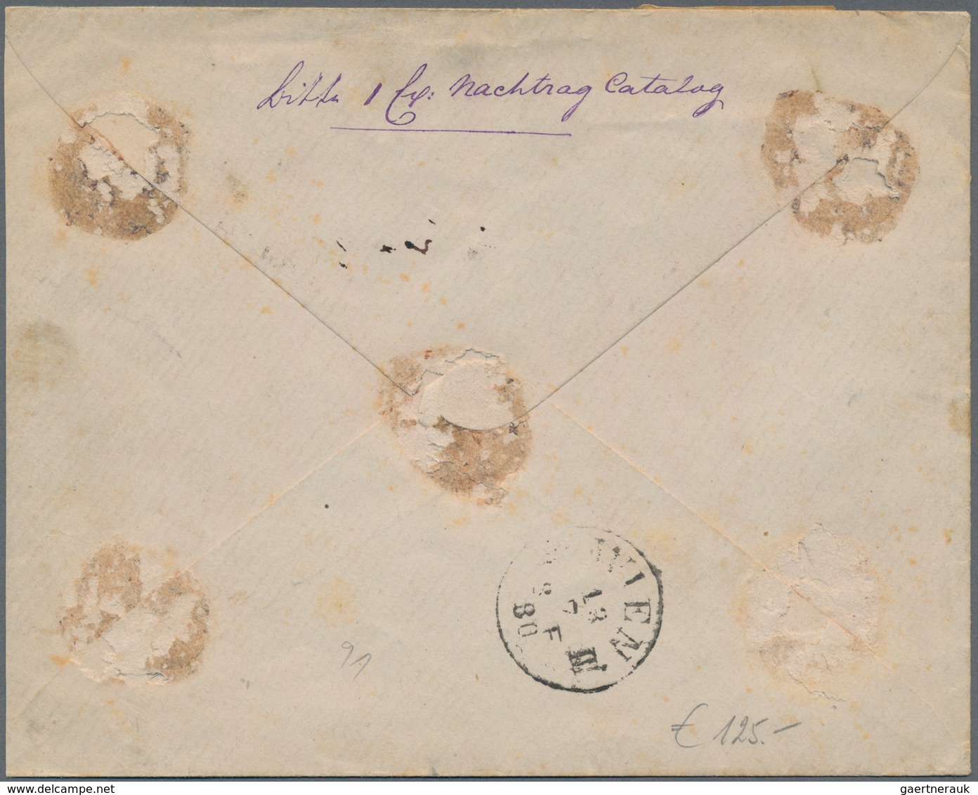 Niederländisch-Indien: 1880, Moquette Envelope With Fine Grey Pictorial Imprint Showing Stamps Wille - Indie Olandesi