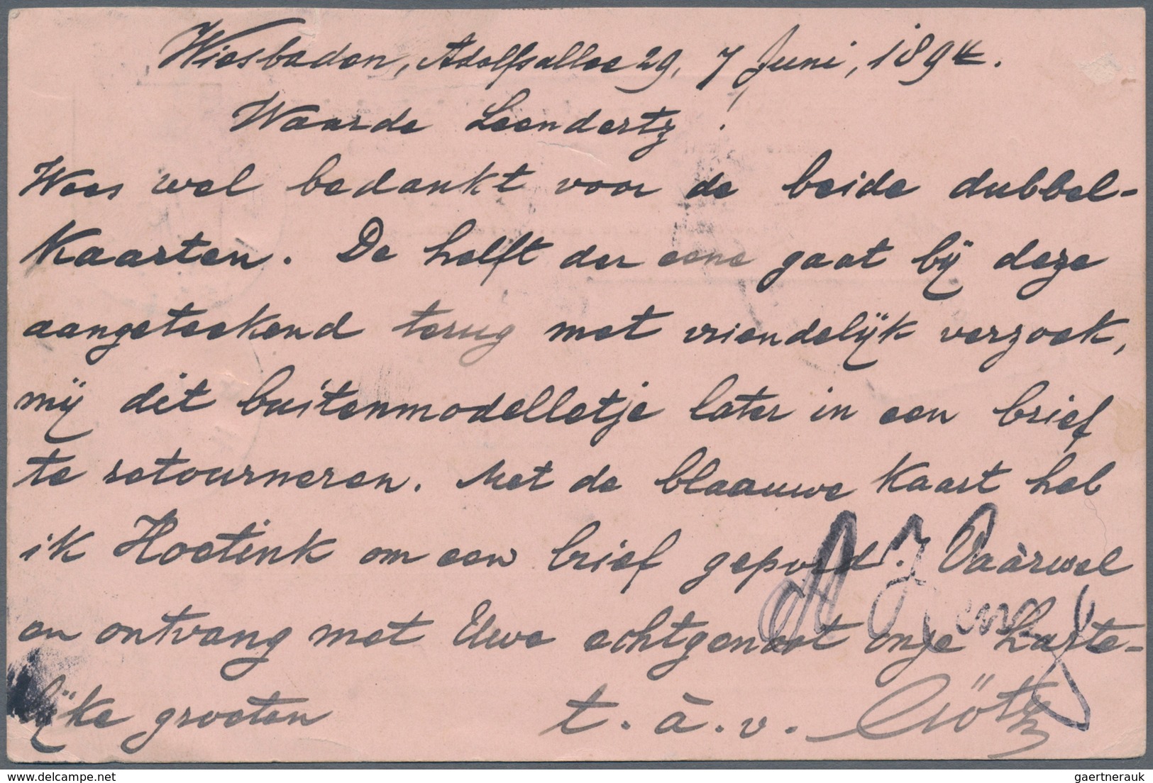 Niederländisch-Indien: 1888-91 Postal Stationery Reply Part Of 7½+7½ Double Card Used REGISTERED BAC - Niederländisch-Indien