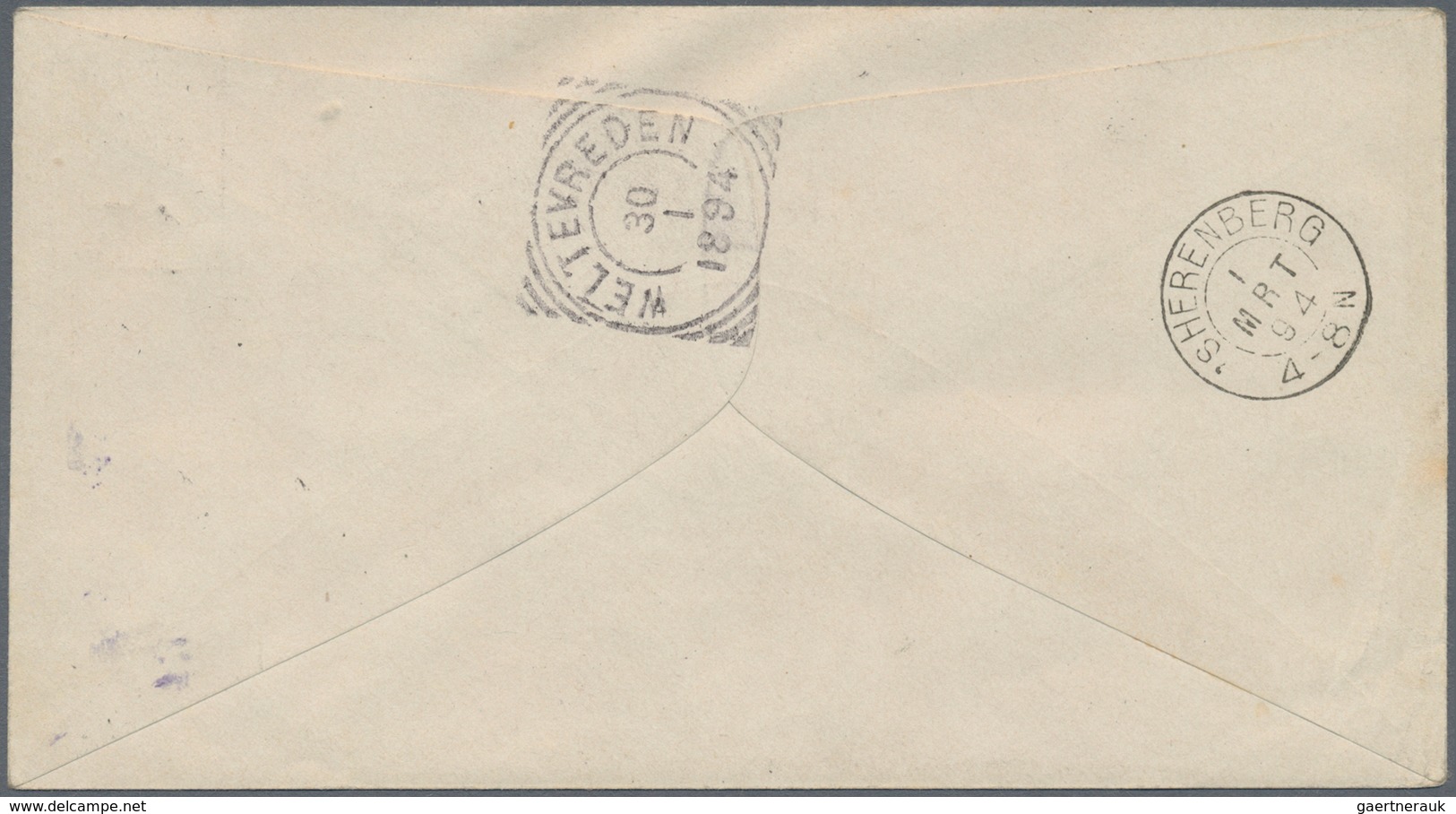 Niederländisch-Indien: 1894, Stationery Envelope 15 C./20 C. Violet Canc. "BUITENZORG 30 1 1894" Reg - Netherlands Indies