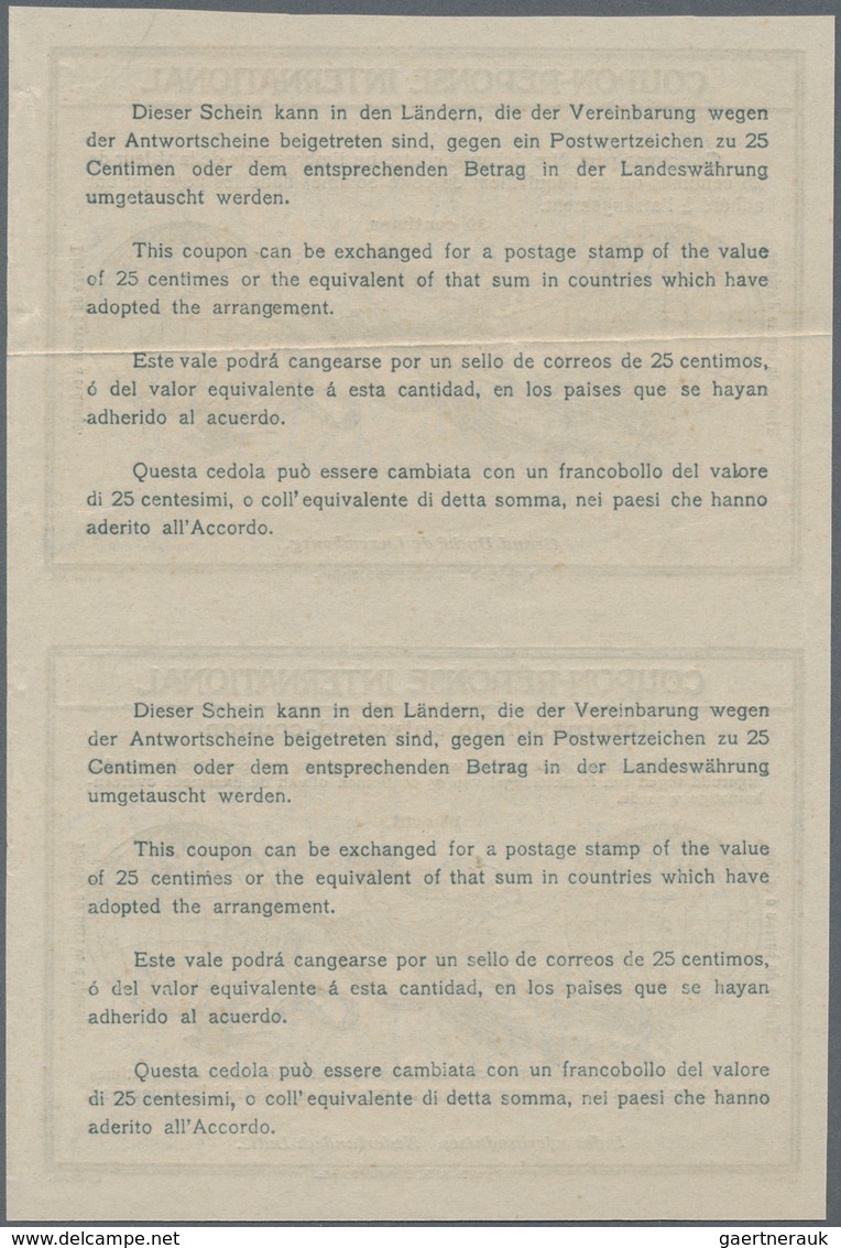 Niederländisch-Indien: 1900's International Reply Coupon "Rome" Vertical Pair, For Dutch Indies At B - Niederländisch-Indien