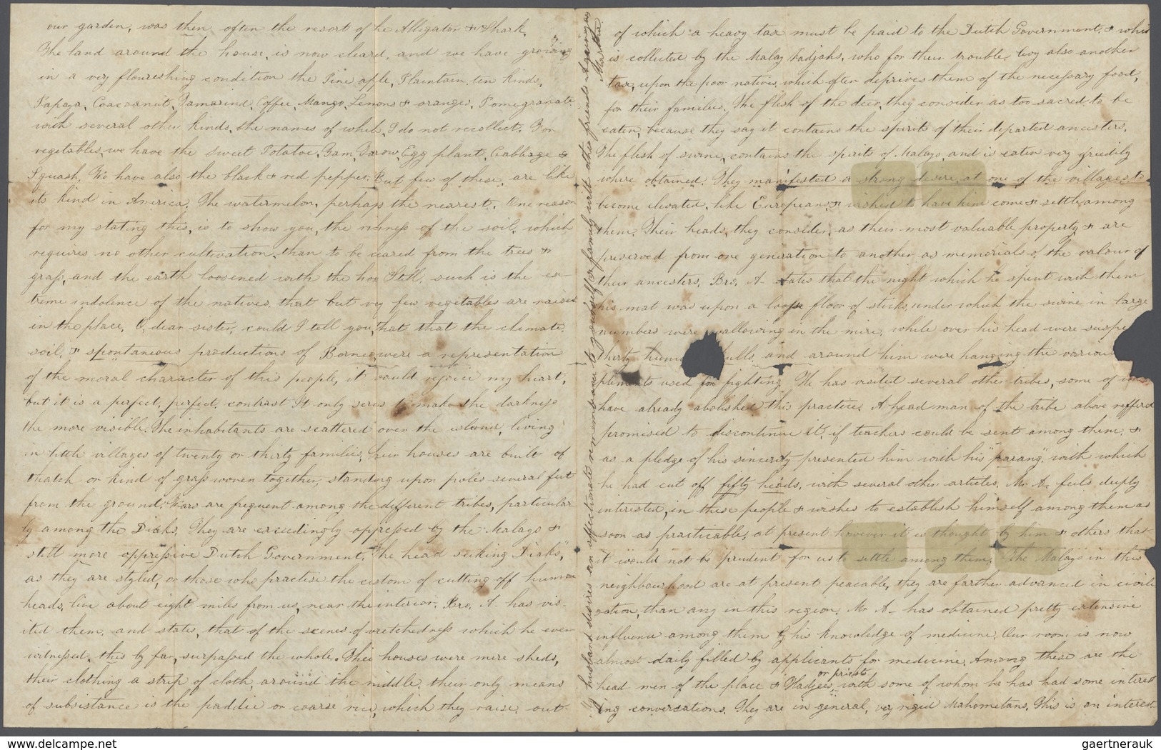 Nordborneo: 1837 (ca.): MISSIONARY Letter From Martha P. Robbins, Sambas, Borneo To Mrs. E. Bliss, L - Noord Borneo (...-1963)