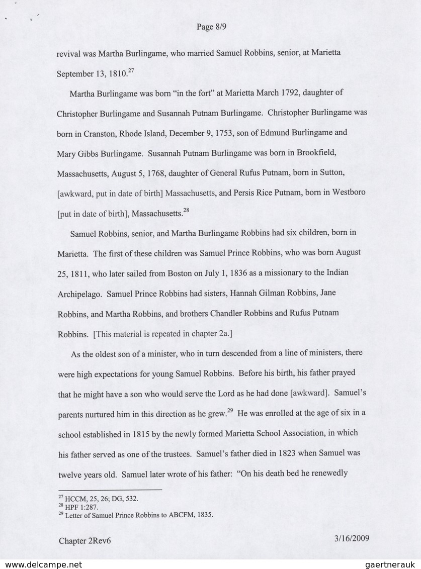Nordborneo: 1837 (ca.): MISSIONARY letter from Martha P. Robbins, Sambas, Borneo to Mrs. E. Bliss, L