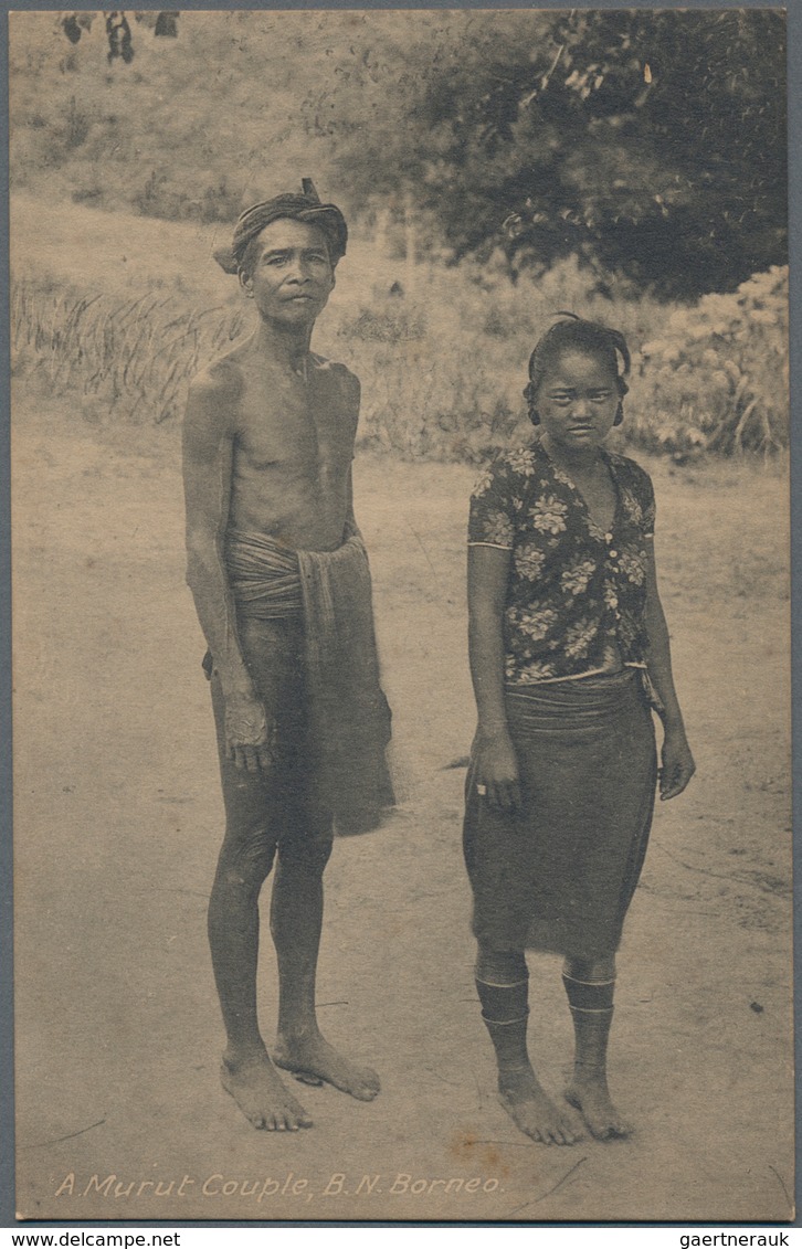 Nordborneo: 1900's: Four Different Picture Postcards Depicting Dyak Women (2), Dyak Couple And Murut - Noord Borneo (...-1963)