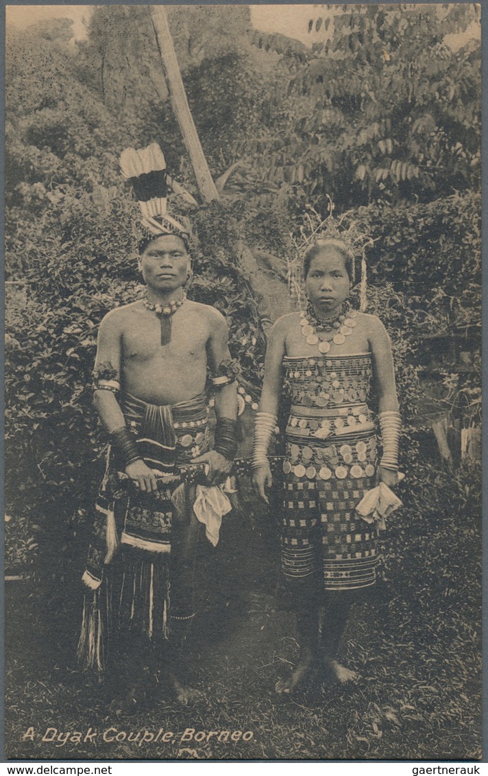 Nordborneo: 1900's: Four Different Picture Postcards Depicting Dyak Women (2), Dyak Couple And Murut - Noord Borneo (...-1963)