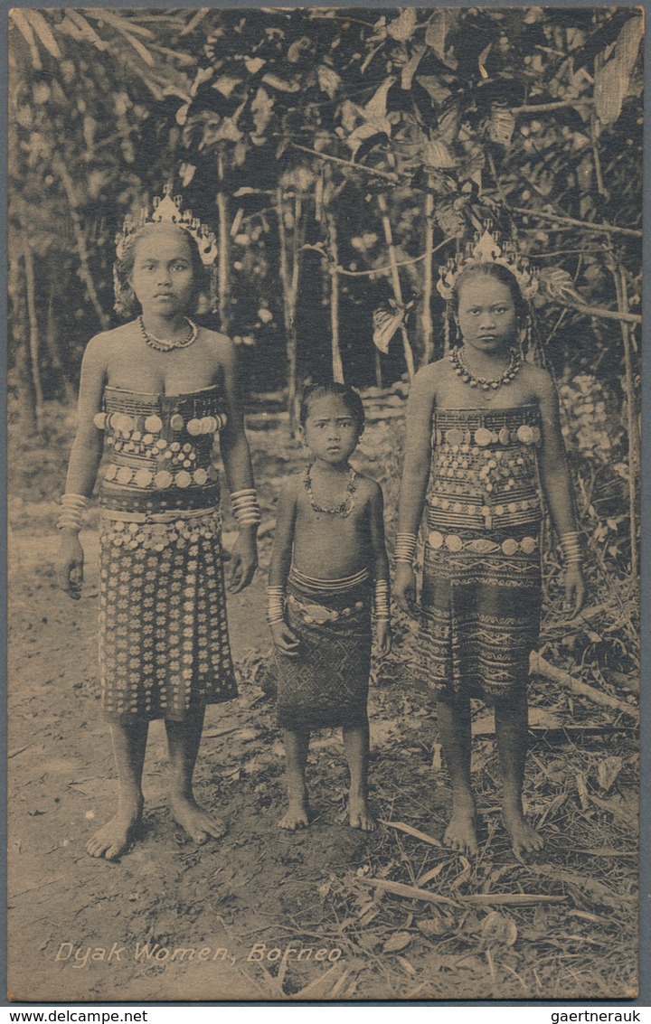 Nordborneo: 1900's: Four Different Picture Postcards Depicting Dyak Women (2), Dyak Couple And Murut - Noord Borneo (...-1963)