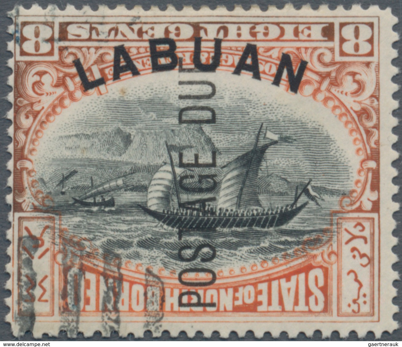 Nordborneo: 1901, "Frame Inverted" Variety Of Postage Due LABUAN Overprinted 8c. Black And Vermilion - Noord Borneo (...-1963)