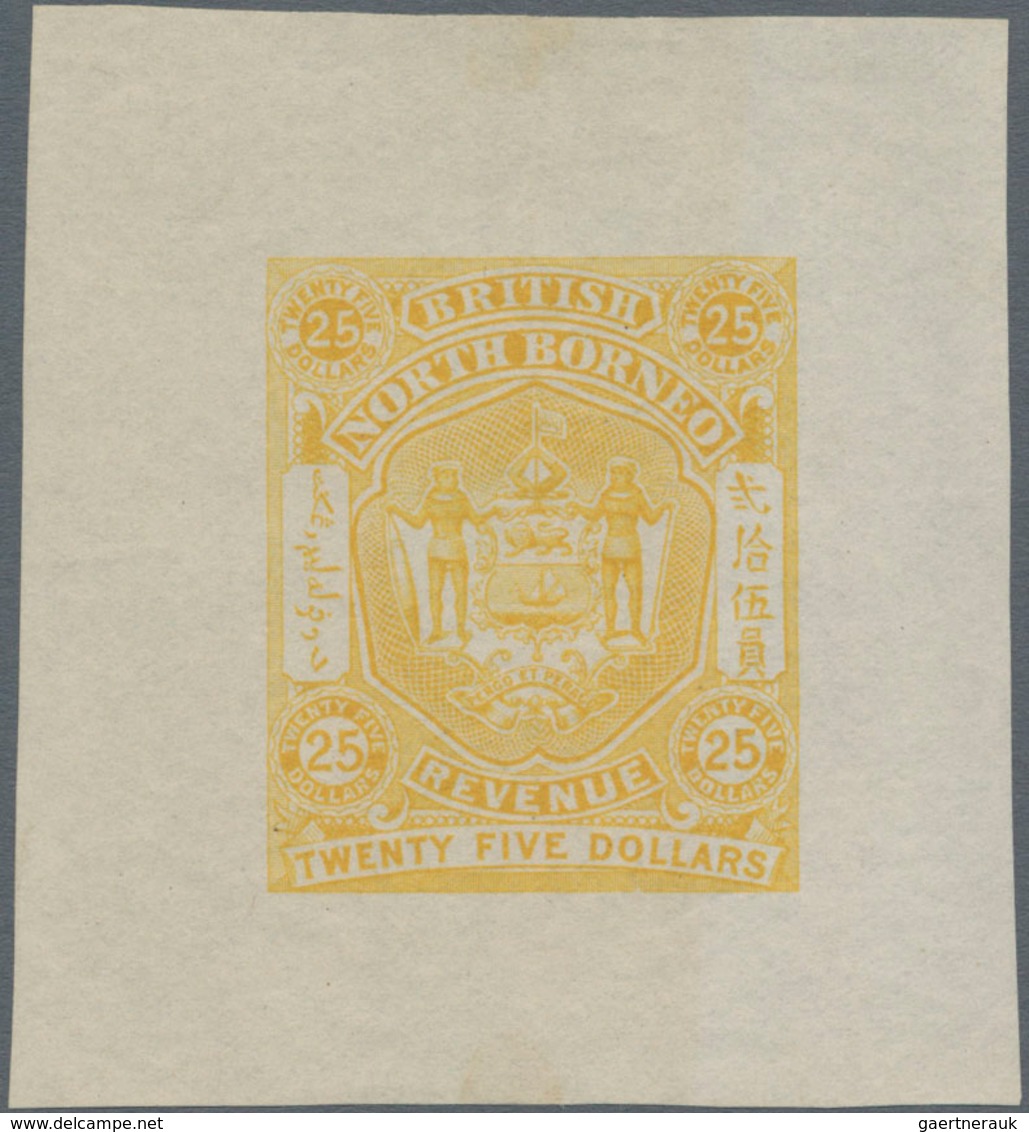 Nordborneo - Stempelmarken: 1889/1894 Revenues: Single Die Proof In Yellow, Colour Proof In Violet-s - Noord Borneo (...-1963)