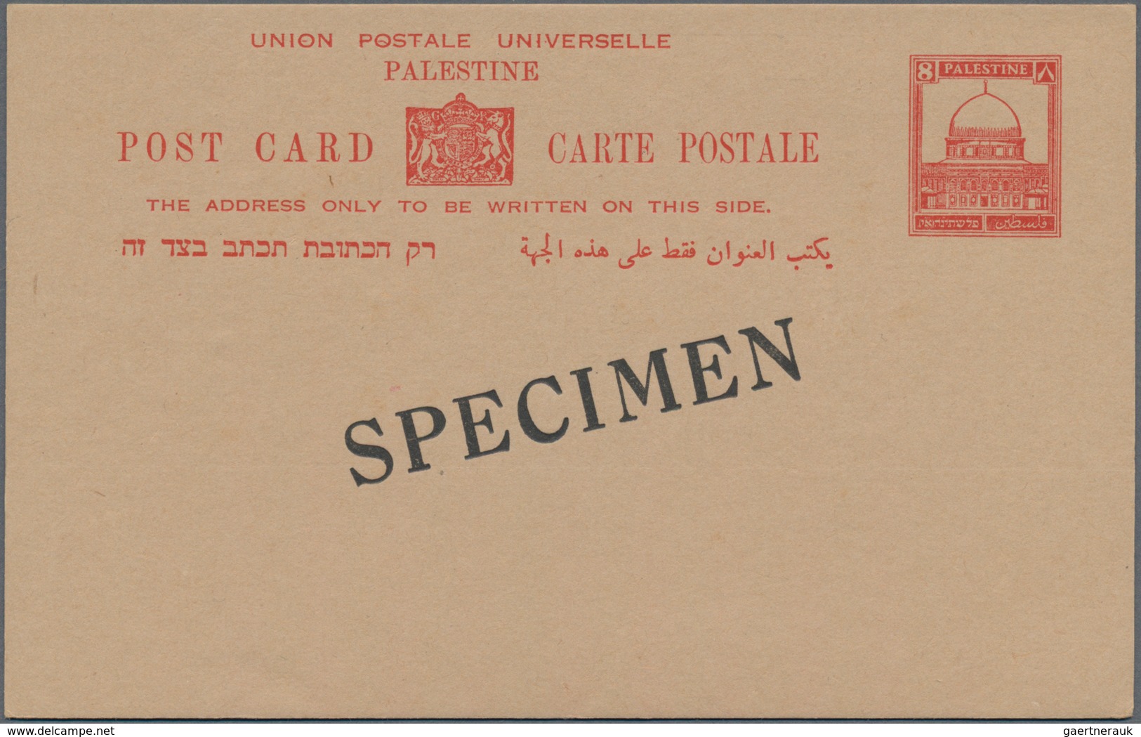 Palästina: 1927, 4 M, 7 M, 8 M Postal Stationery Card + 5 M Letter Card All With Overprint "SPECIMEN - Palestina