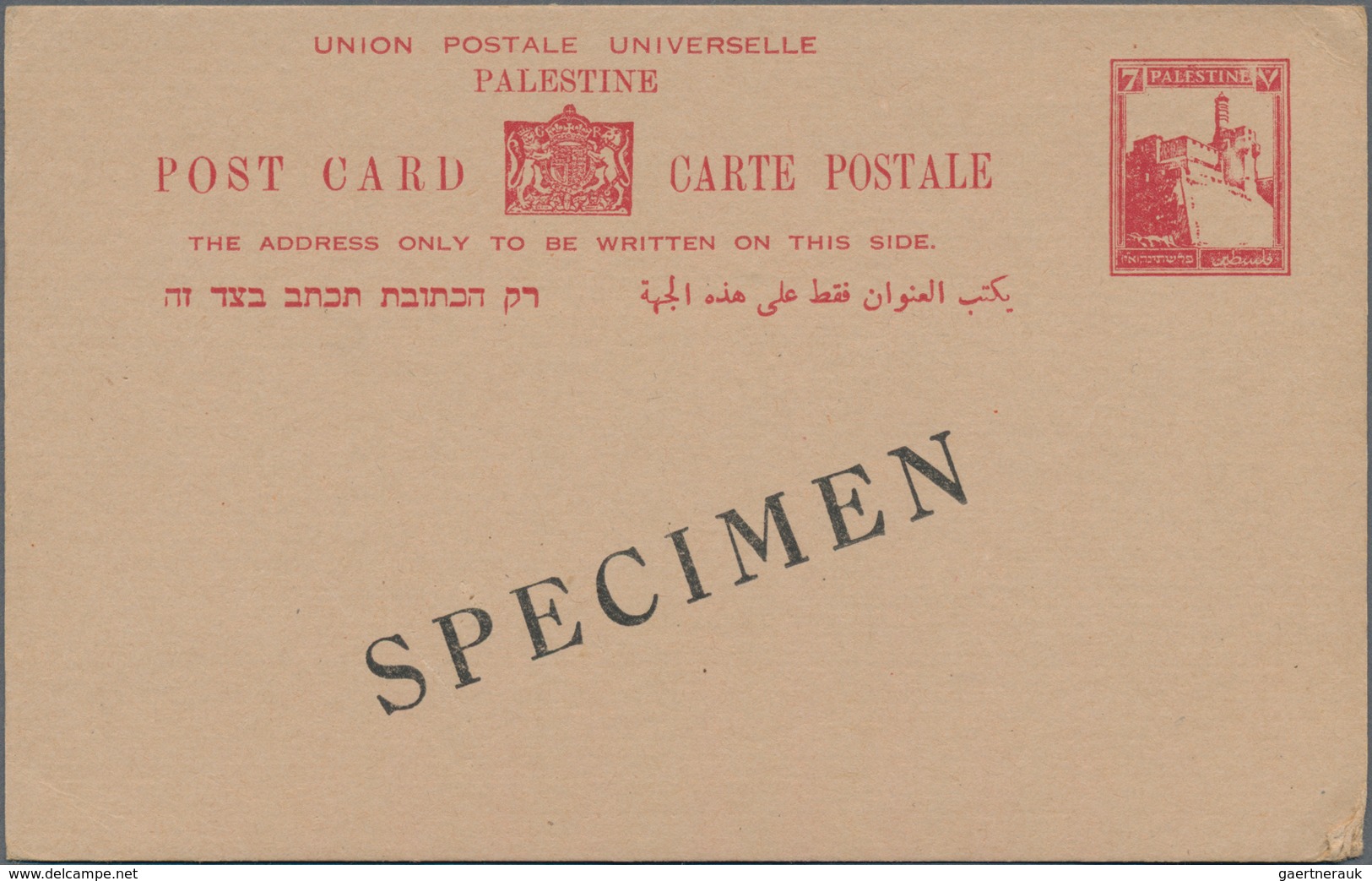 Palästina: 1927, 4 M, 7 M, 8 M Postal Stationery Card + 5 M Letter Card All With Overprint "SPECIMEN - Palestina