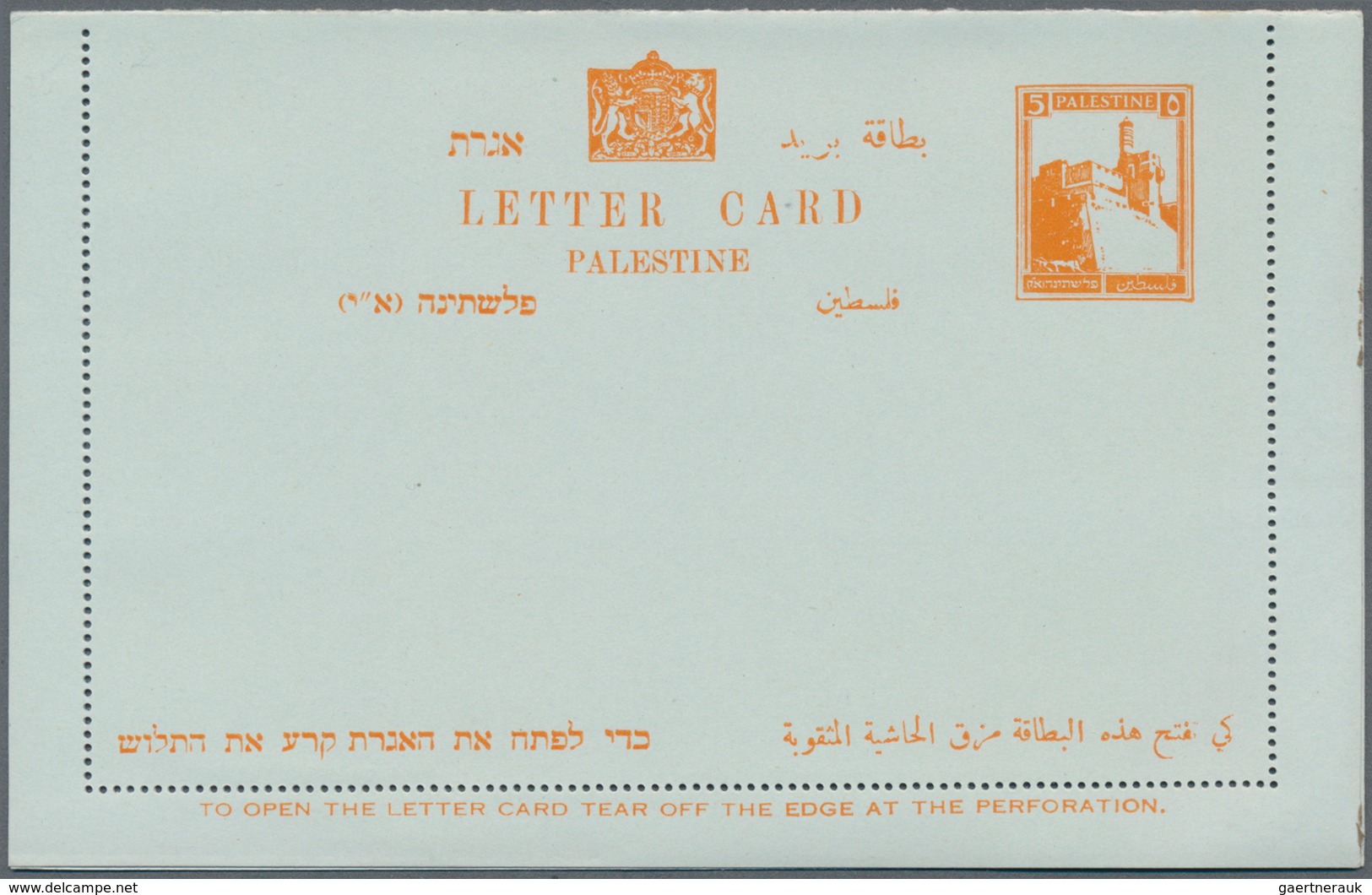 Palästina: 1927/1928, Two Unused Letter Cards 5m. Yellow-orange. - Palestina