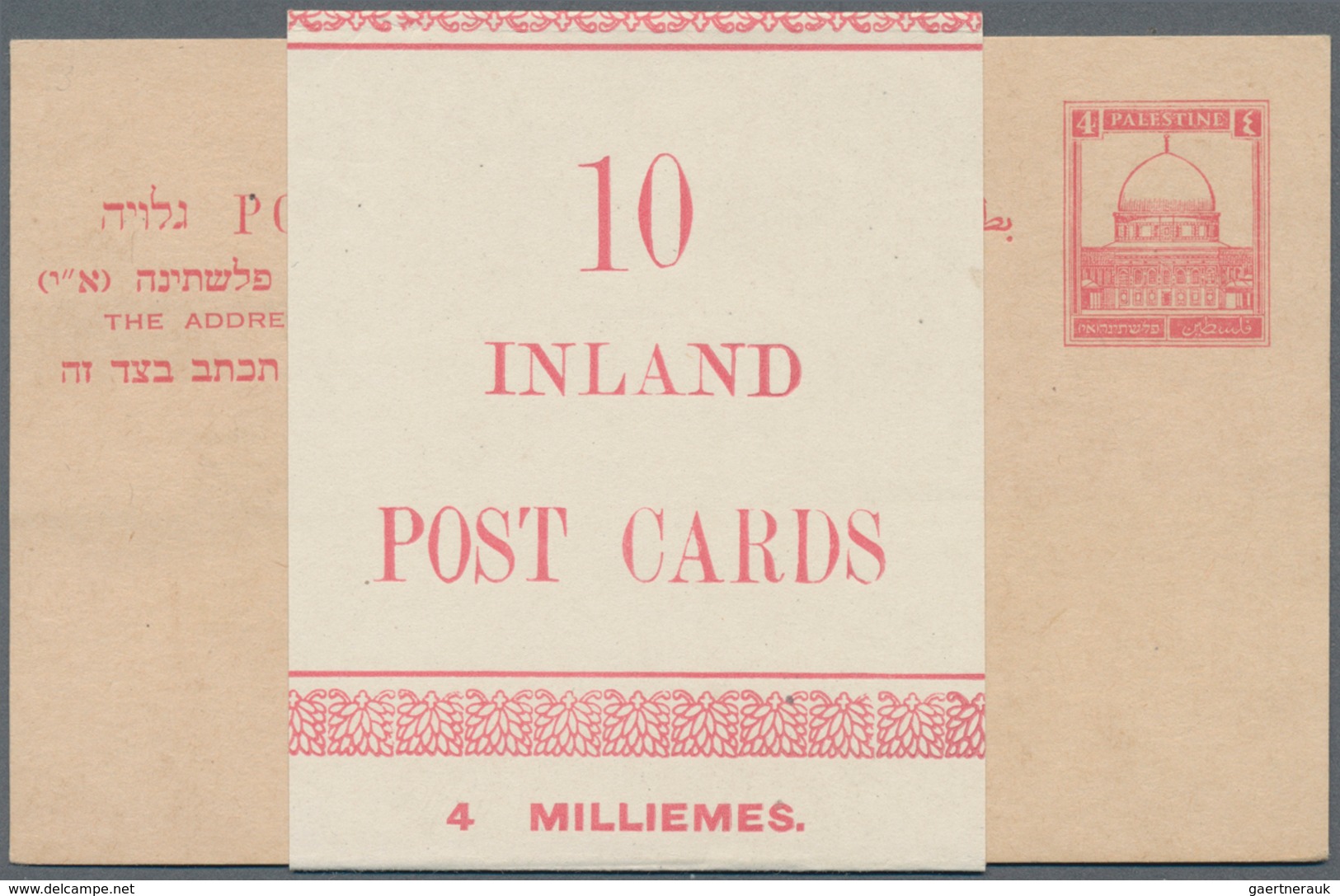 Palästina: 1928/1929, Three Stationery Cards: 4m. Rose And 7m. Red, Both Unused And With Relating Ha - Palestina