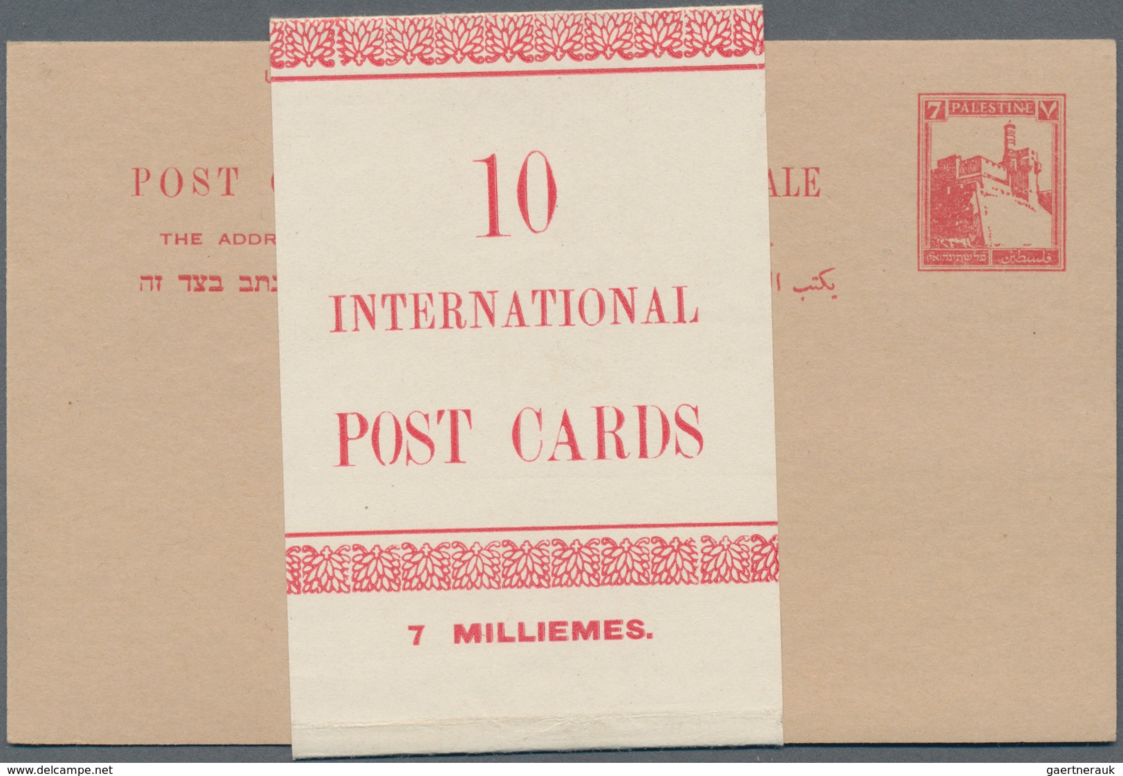 Palästina: 1928/1929, Three Stationery Cards: 4m. Rose And 7m. Red, Both Unused And With Relating Ha - Palestina