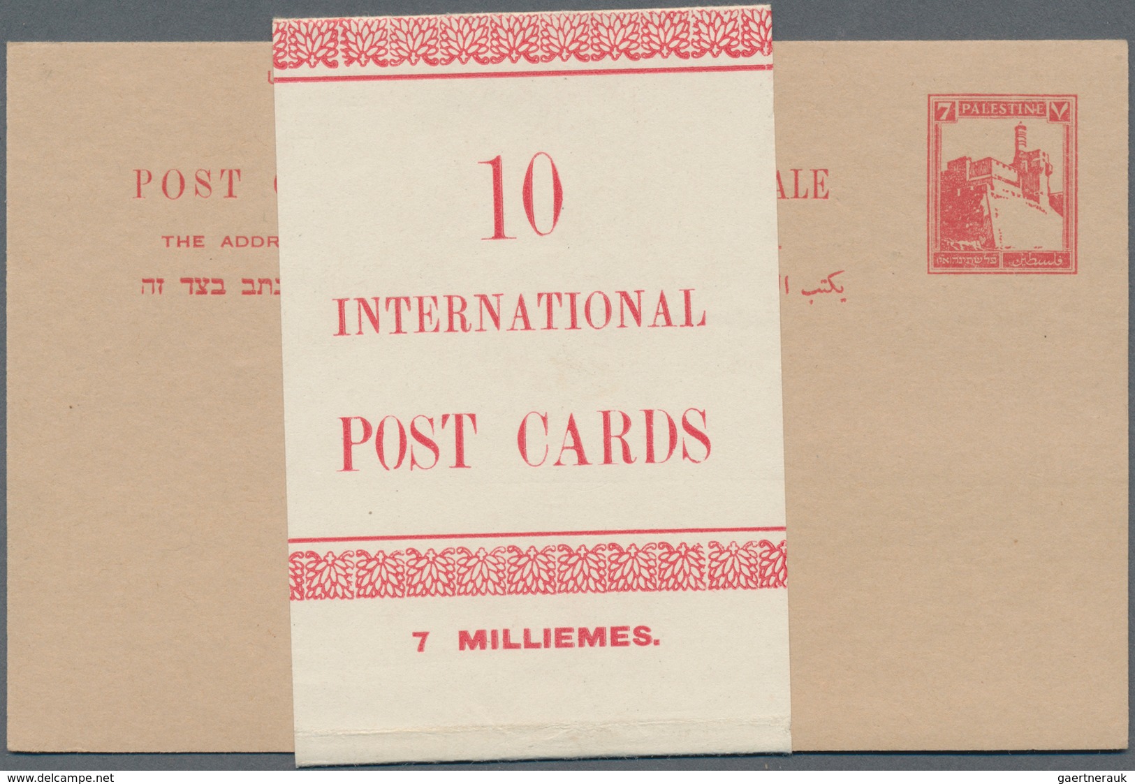 Palästina: 1928/1929, Three Stationery Cards: 4m. Rose And 7m. Red, Both Unused And With Relating Ha - Palestine