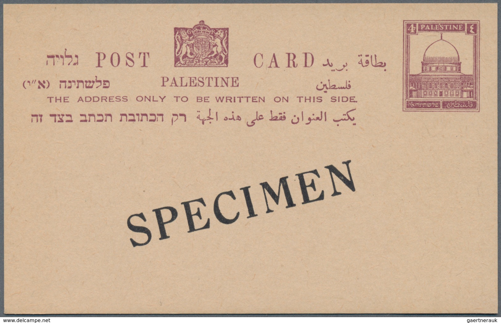 Palästina: 1932/1933, Three Unused Stationery Cards: 8m. Vermillion And 4m. Brown Purple, Both With - Palestine