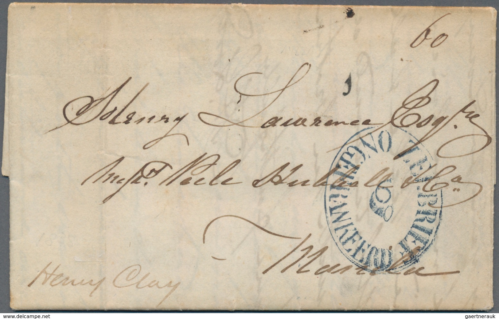Philippinen: 1838, Incoming Mail From BOSTON/USA To Henry Lawrence In Manila Via The Forwarding Agen - Filippijnen