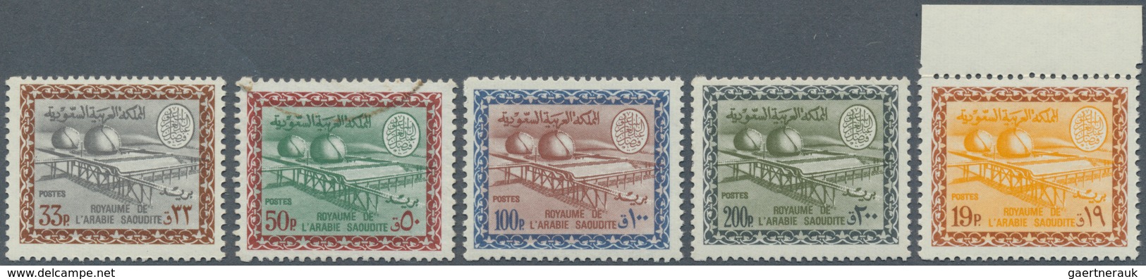 Saudi-Arabien: 1966/75, Oil Plant With King Faisal Cartouche 1 Pia-200 Pia., 50 Pia Used, 23 Pia. LH - Saudi-Arabien