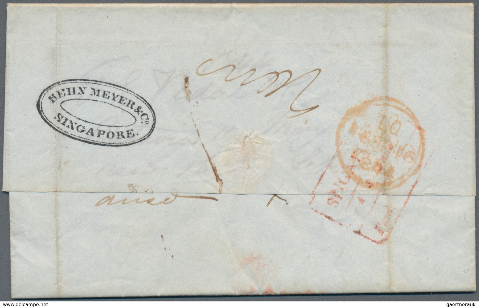 Singapur: 1844, TRANSIT MAIL, Entire Letter From Batavia, Dated May 11th 1844, Forwarded Via Singapo - Singapore (...-1959)