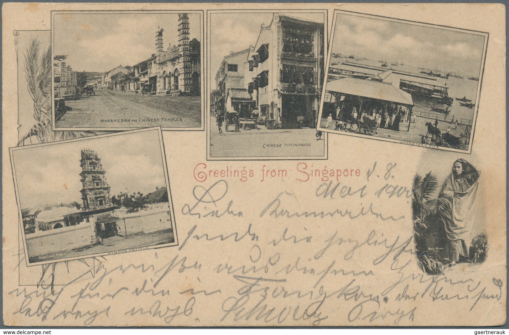 Singapur: 1900/1902 Tanjong Pagar: Two Singapore Picture Postcards Used At Tanjong Pagar P.O., I.e. - Singapur (...-1959)