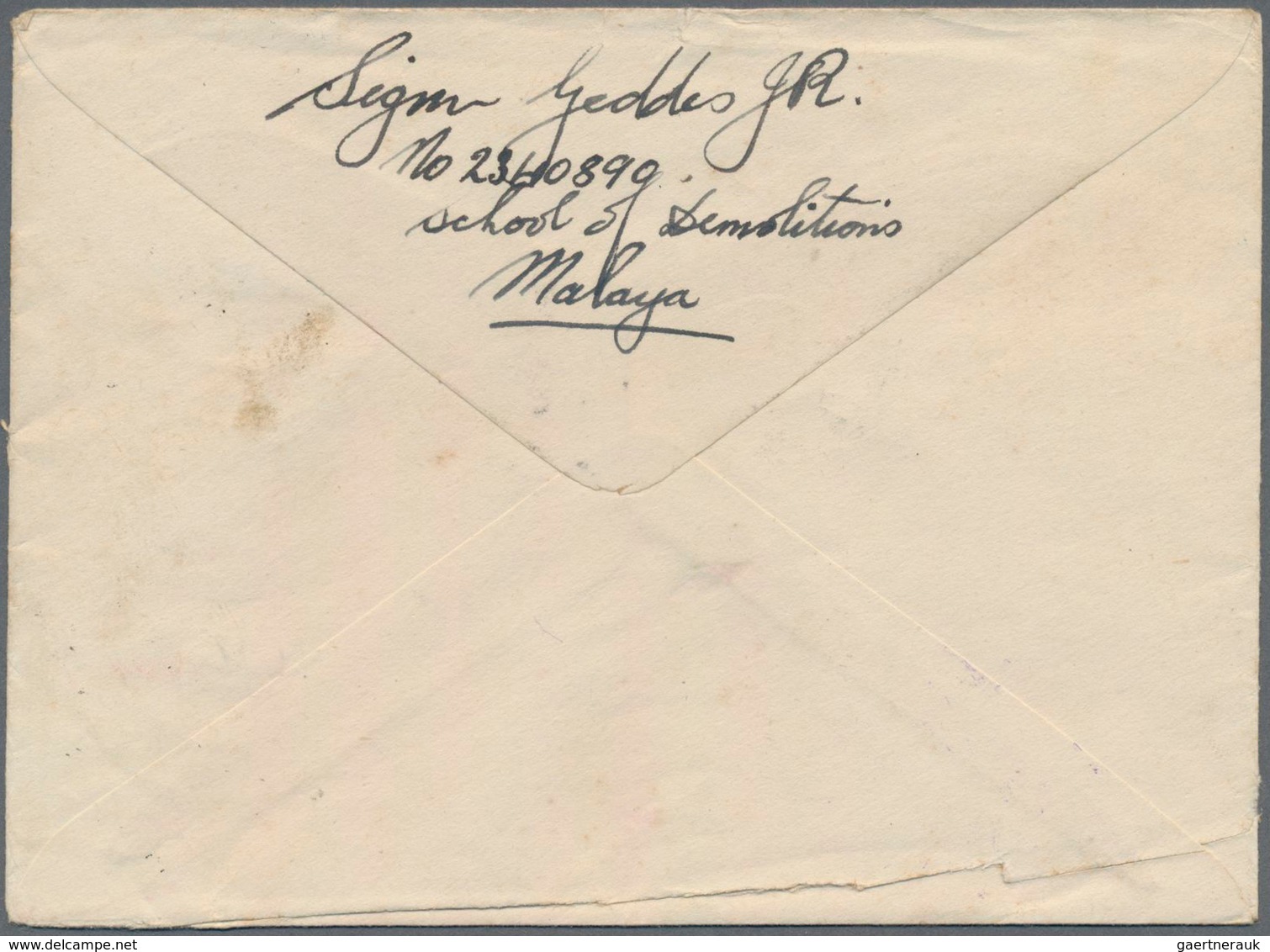 Singapur: 1941 O.A.S. Cover From Indian Base Office Singapore To Elgin, Scotland Franked Straits KGV - Singapur (...-1959)