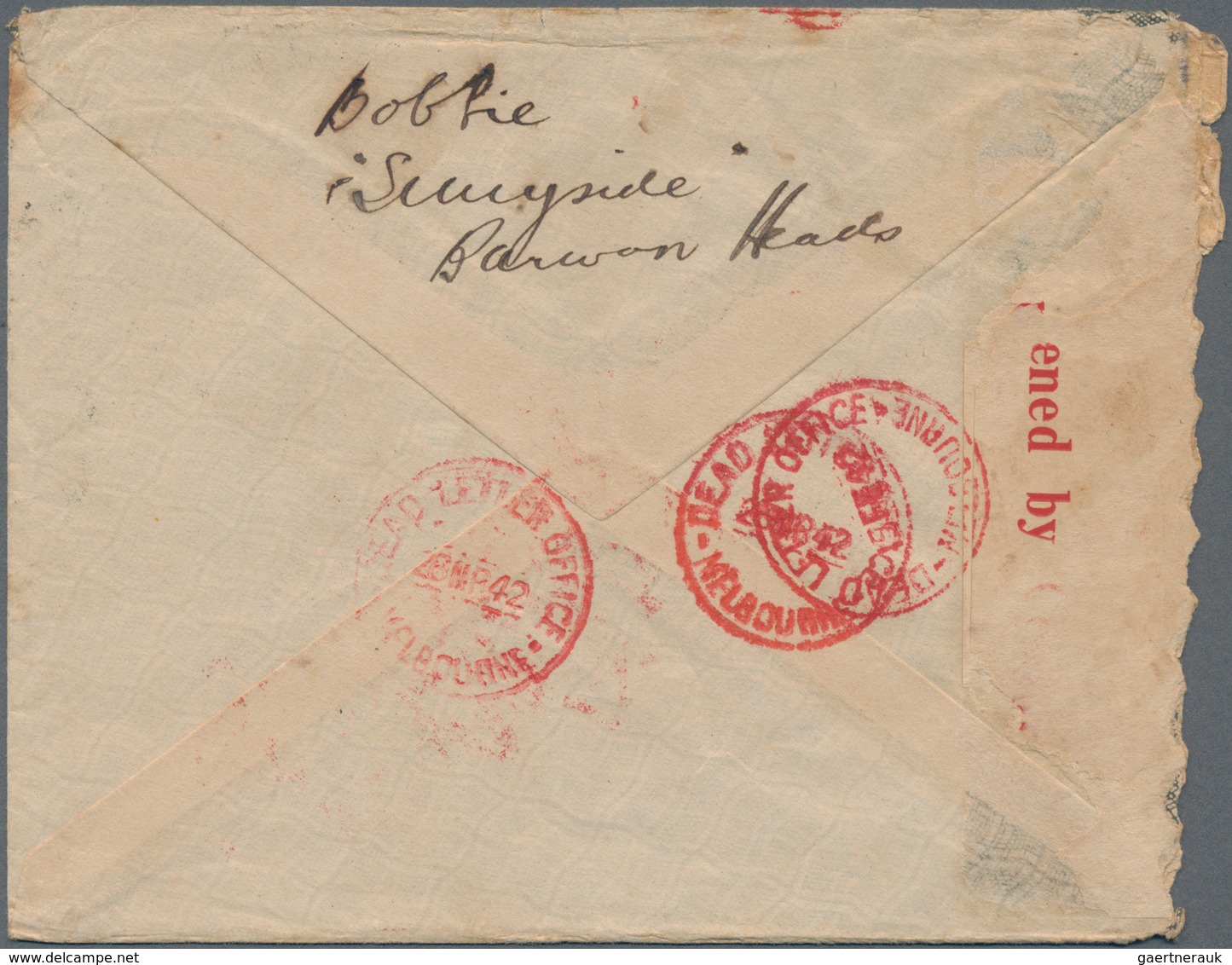 Singapur: 1942 Censored Airmail Cover From Australia (despatched 6th Feb. 1942) Addressed To Singapo - Singapore (...-1959)