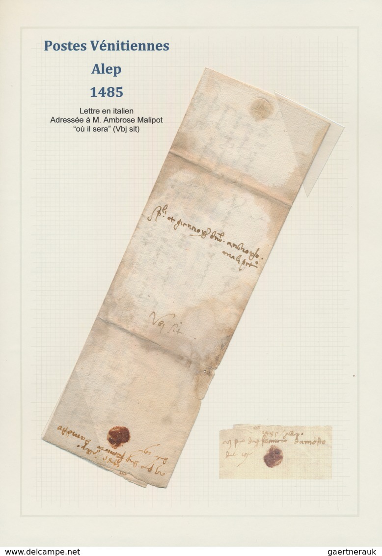 Syrien: 1480, Folded Merchant Envelope From Aleppo To Venetia, Addressed To M. Ambrose Malipot "ou I - Syrië