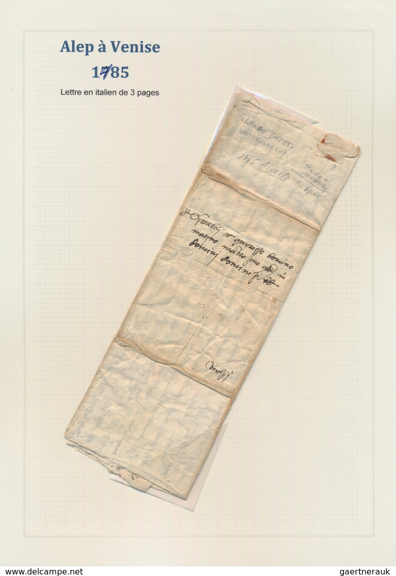 Syrien: 1485, Folded Merchant Envelope From Aleppo To Venetia, Tiny Border Toned And Usual File Fold - Syrië