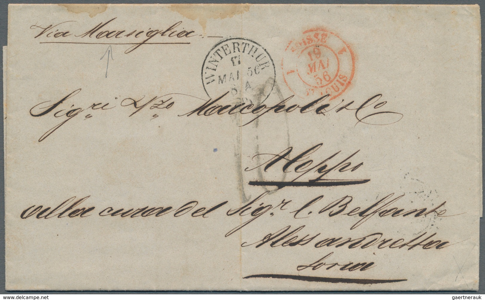 Syrien: 1856/1867 Two Stampless Letters From A Commercial Correspondence From Winterthur, Switzerlan - Syrië