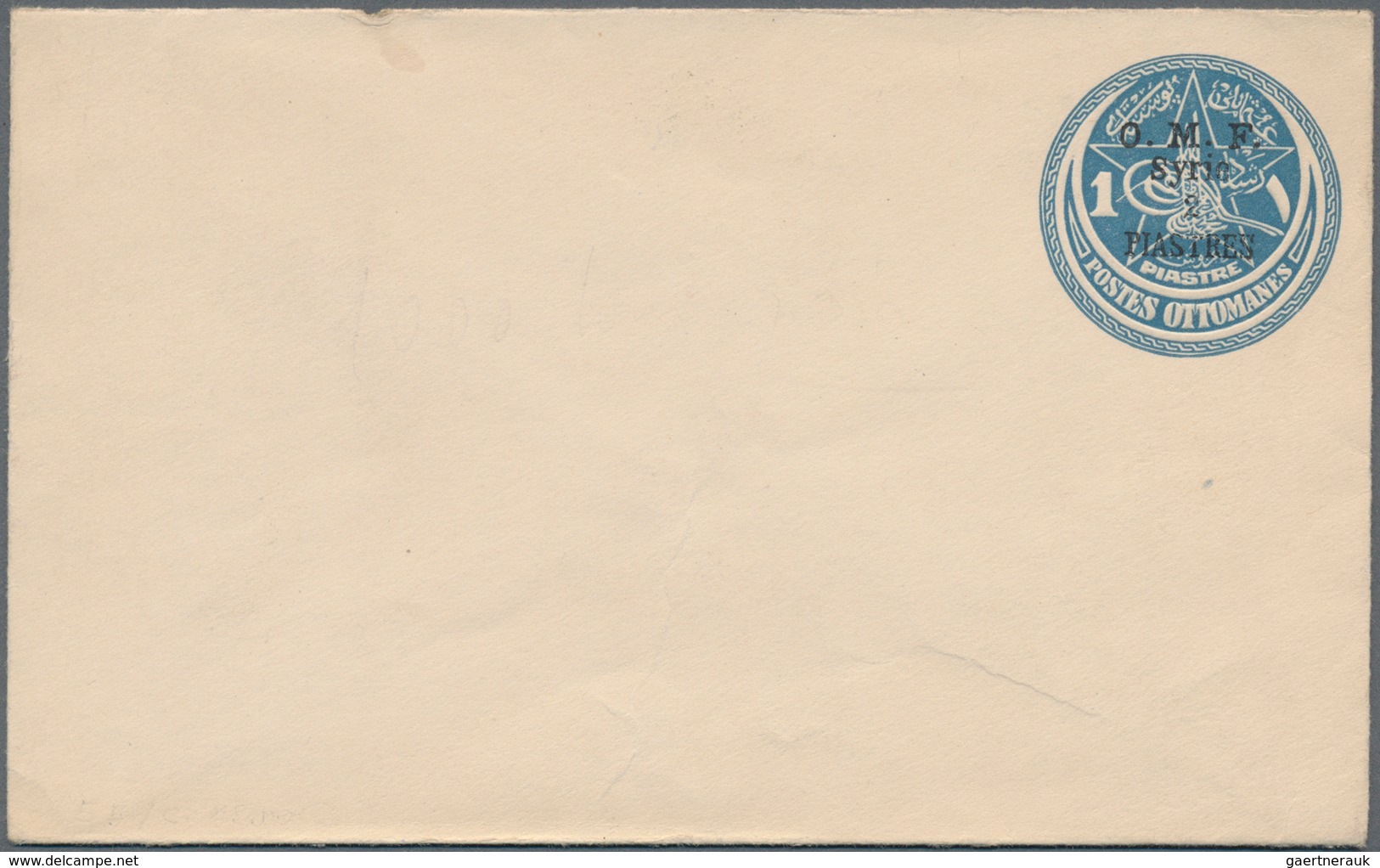 Syrien: 1921, Two Stationery Envelopes With Overprint "O.M.F. Syrie" In Good Condition. 1 Pia (only - Syrië