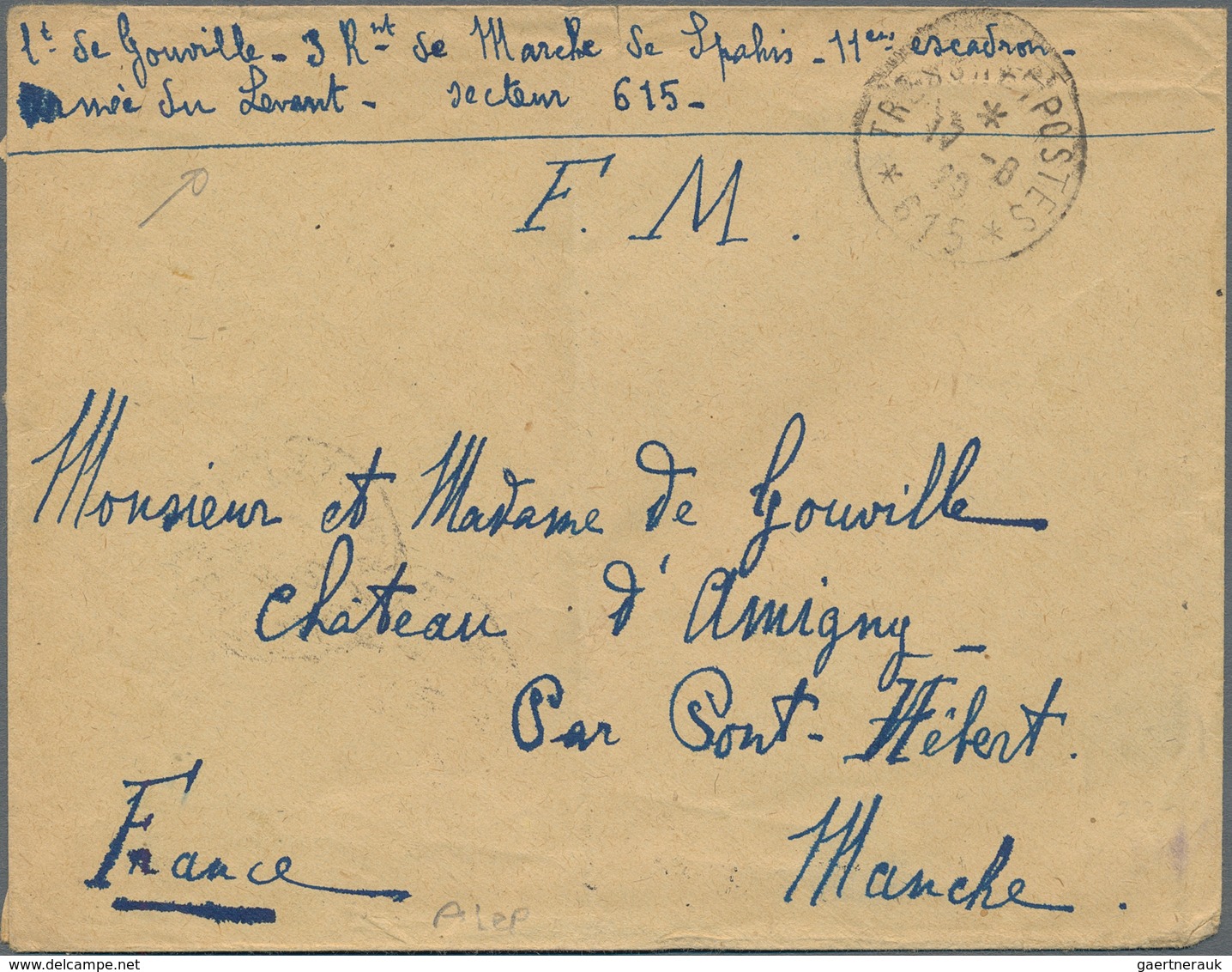 Syrien: 1923, French Military Mail Five Covers Tied By "TRESOR ET POSTES 600A - 3/8/23" Cds., "T.E.P - Syrië