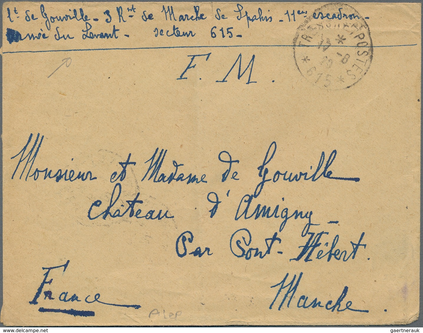 Syrien: 1923, French Military Mail Five Covers Tied By "TRESOR ET POSTES 600A - 3/8/23" Cds., "T.E.P - Syria