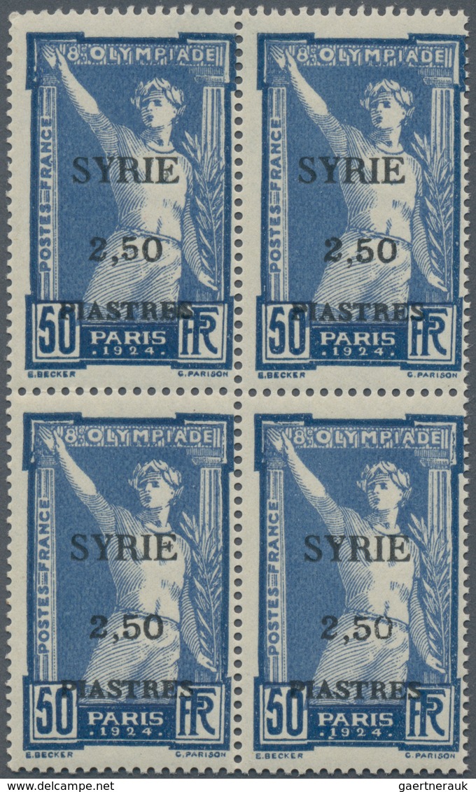 Syrien: 1924, 50 C Green To 2,50 Pia. Blue In Blocks Of Four Mint Never Hinged (880.- For *) - Syrië