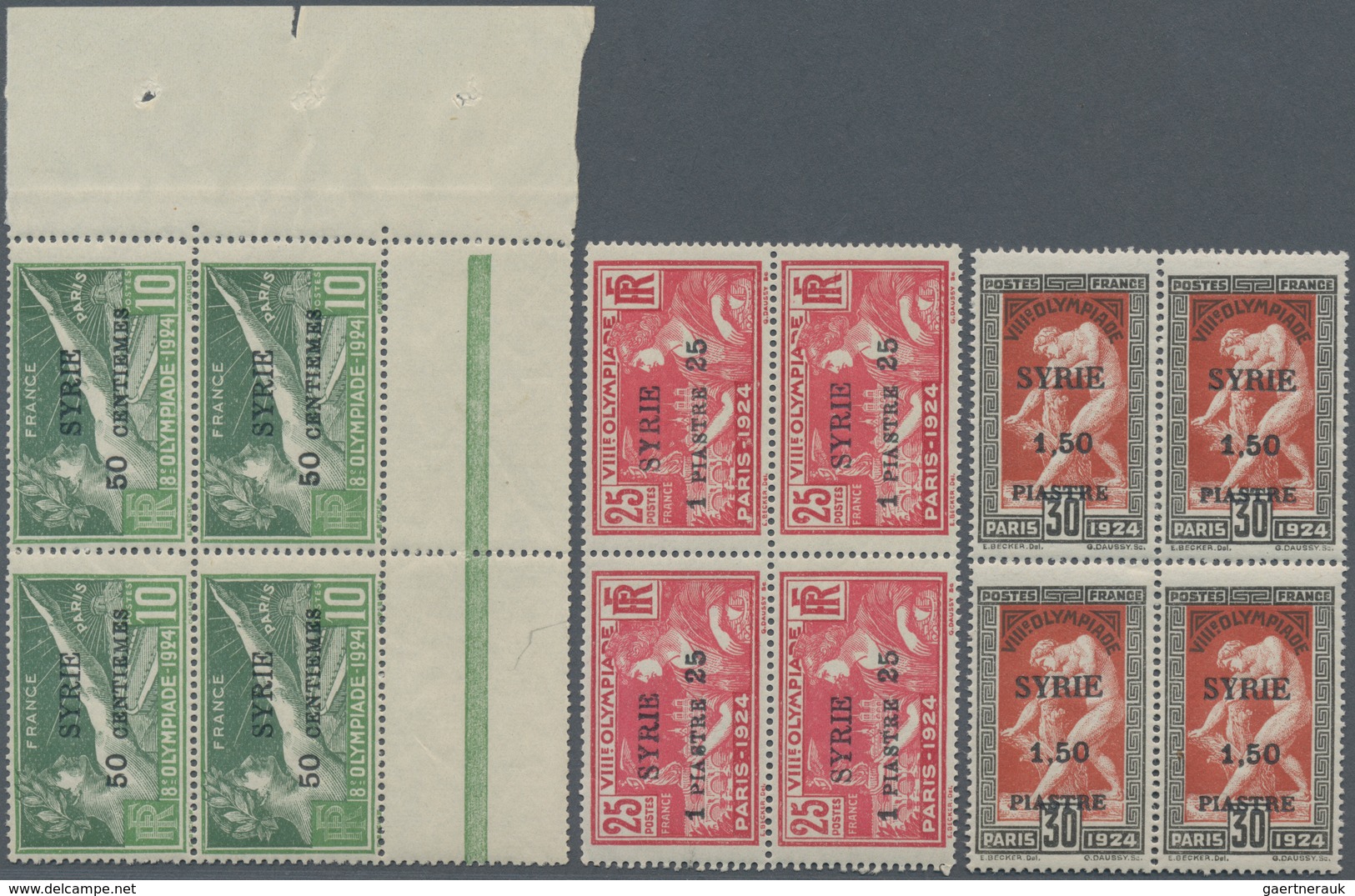 Syrien: 1924, 50 C Green To 2,50 Pia. Blue In Blocks Of Four Mint Never Hinged (880.- For *) - Syrien