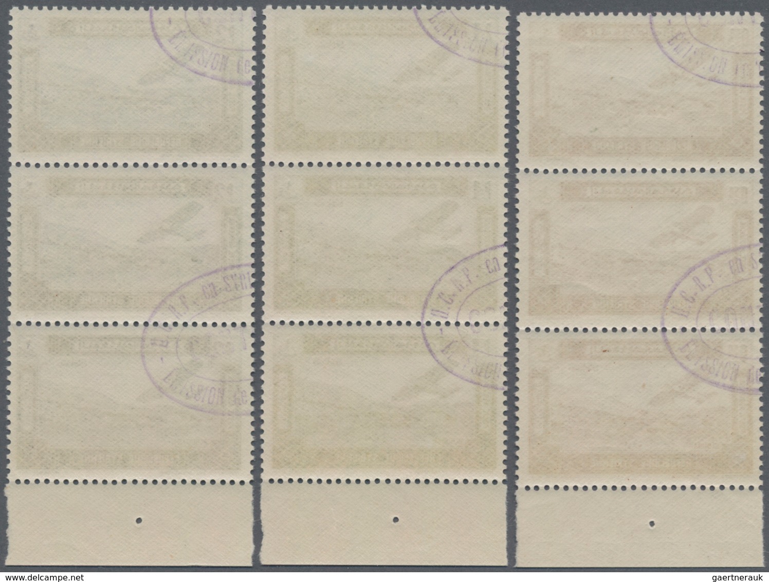 Syrien: 1934, 10 Years Republic Complete Set Of Ten Airmail Stamps To 100pia. In Vertical Strips Of - Syrien