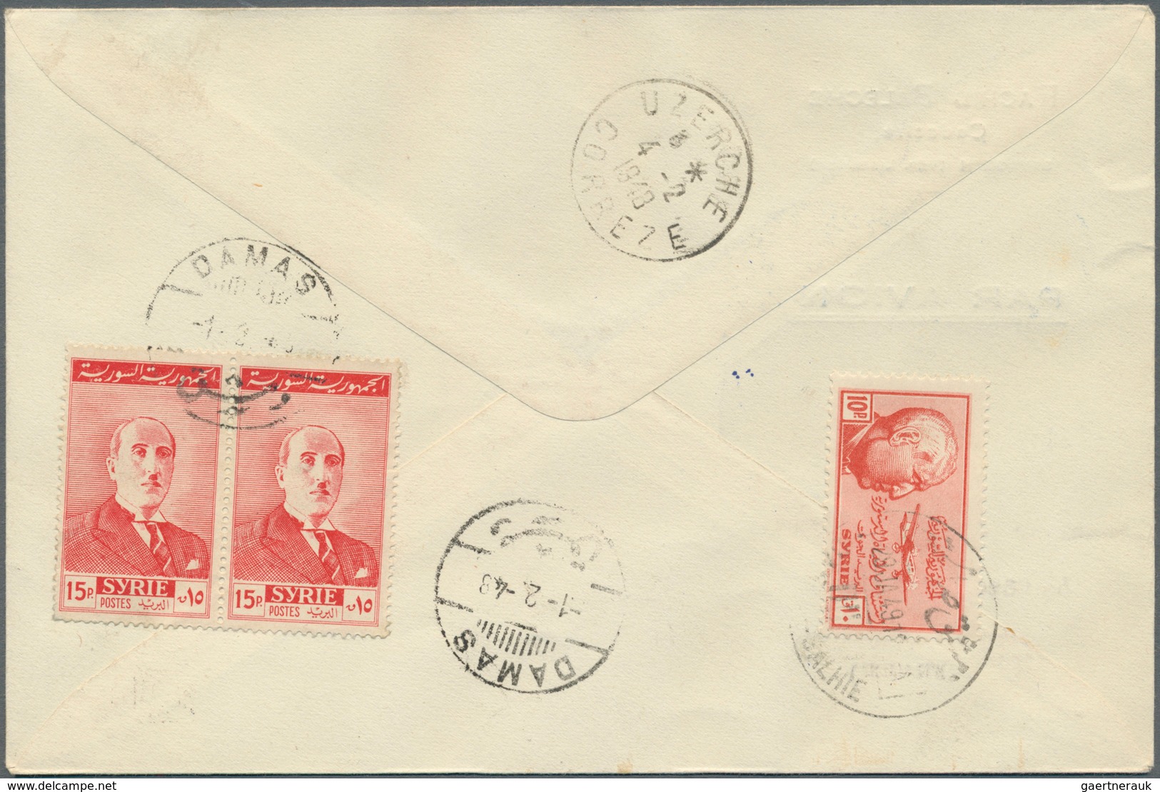 Syrien: 1945, President Shukri Al-Quwatli, 5pi. Green, Imperforate Mini Sheet With Four Stamps (slig - Syrien