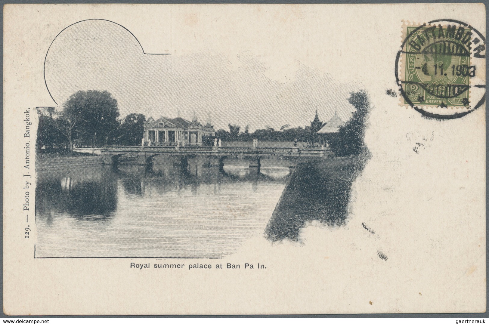 Thailand: 1903 Siamese Stamps Used In BATTAMBONG, Cambodia: Picture Postcard Used Locally Battambong - Thailand