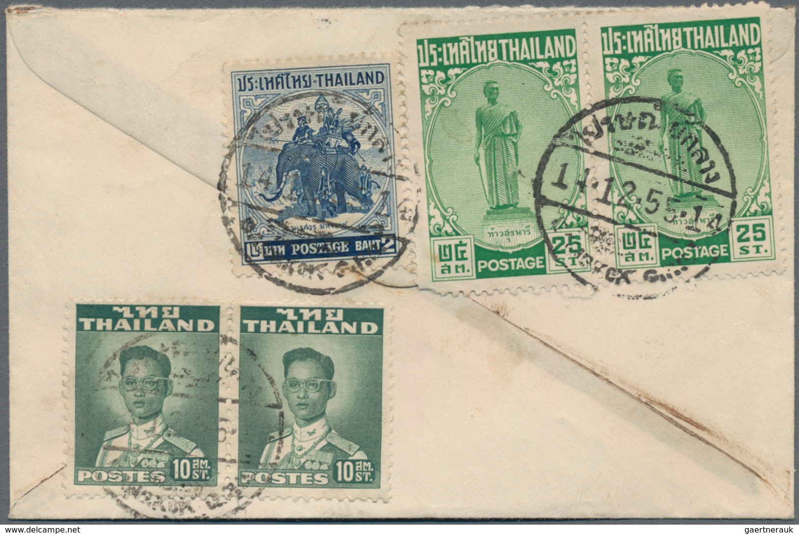 Thailand: 1937-1955 Foreign Destinations: Four Covers To Europe/USA, With 1937 Cover From TRANG To T - Thailand