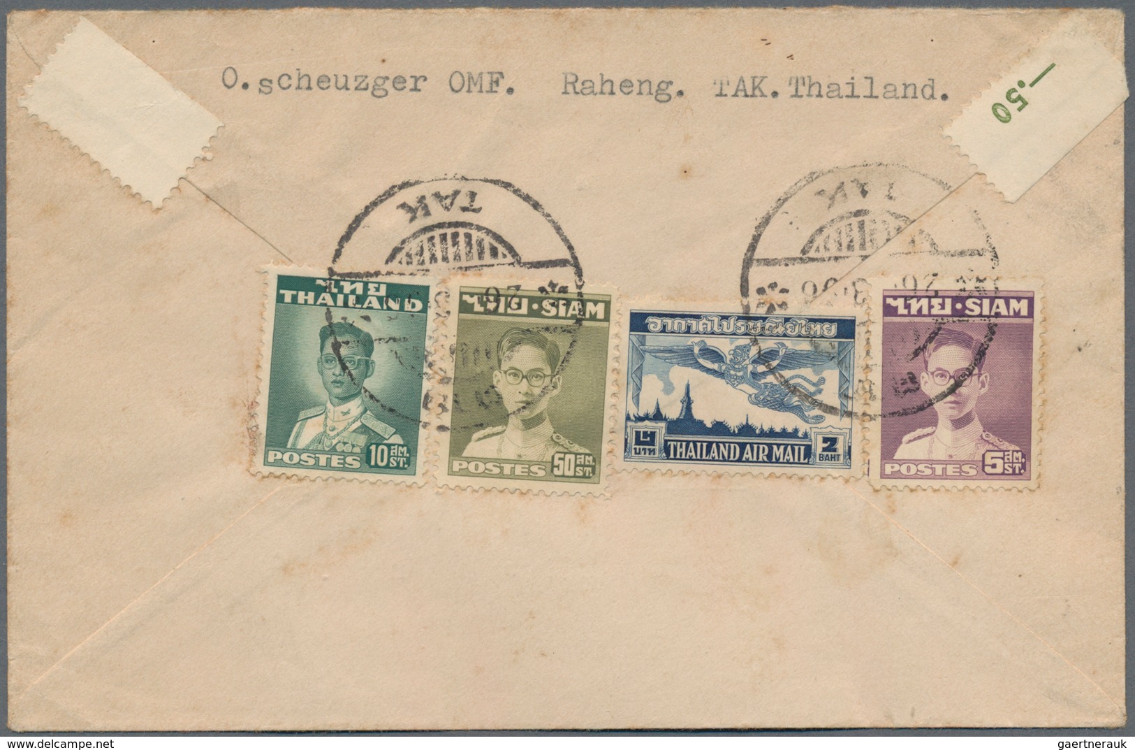 Thailand: 1937-1955 Foreign Destinations: Four Covers To Europe/USA, With 1937 Cover From TRANG To T - Thailand