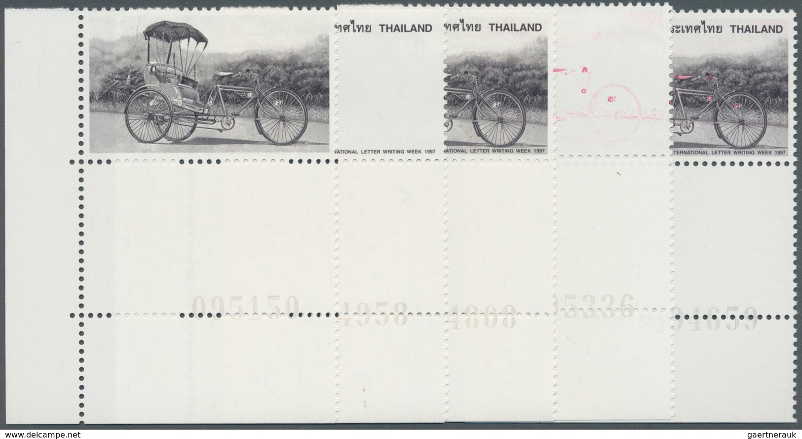 Thailand: 1997. Progressive Proof (9 Phases Inclusive Original) As Vertical Corner Units With Blank - Tailandia