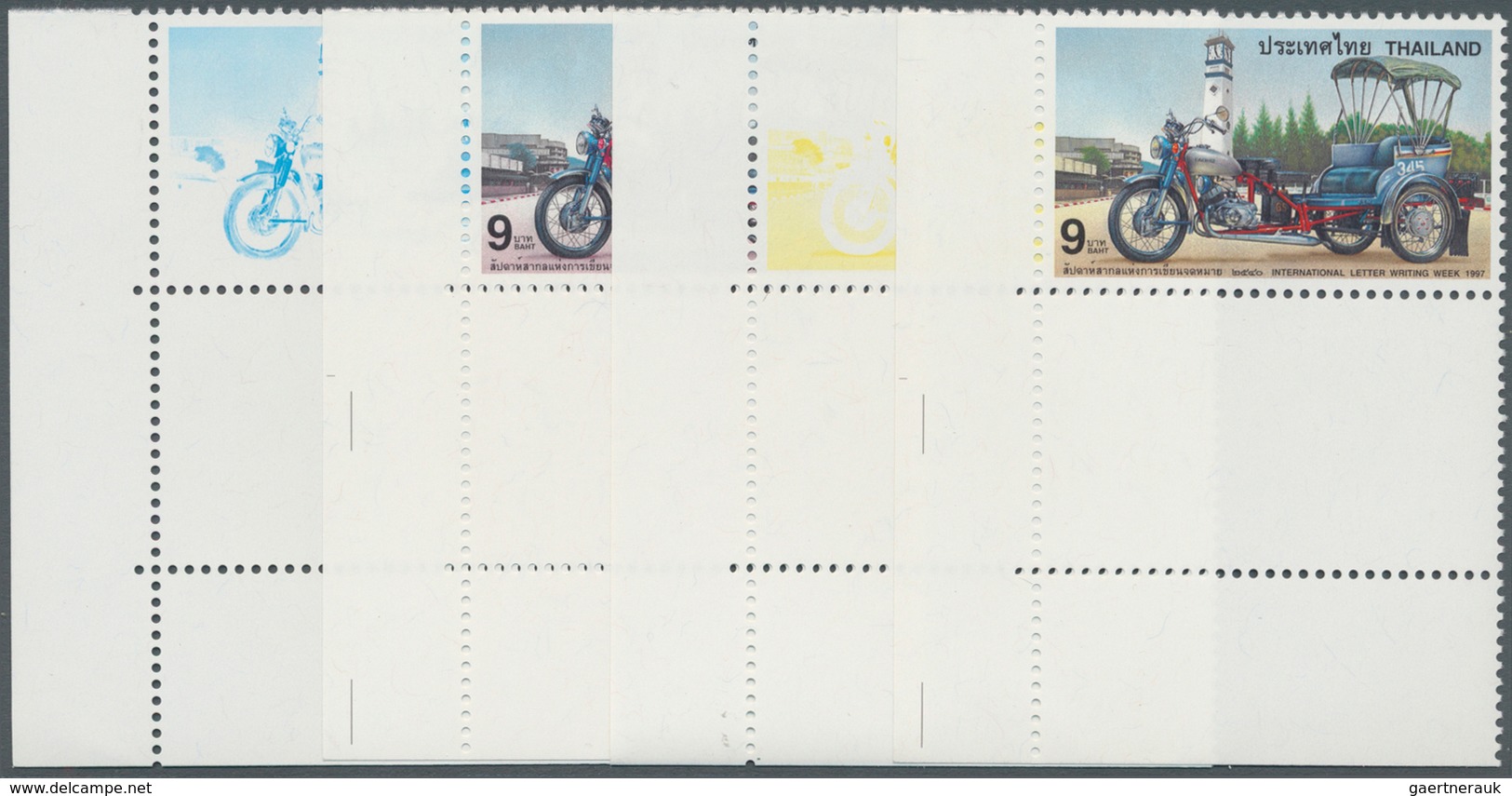 Thailand: 1997. Progressive Proof (9 Phases Inclusive Original) As Vertical Corner Units With Blank - Thailand