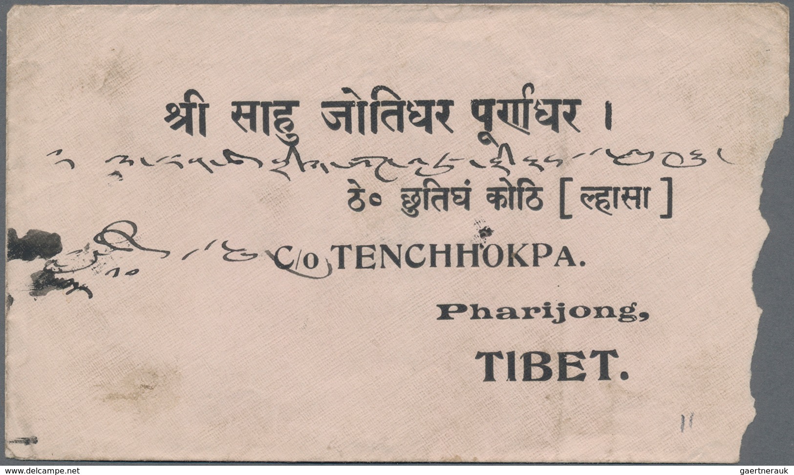 Tibet: 1912, 1/6 T. Green Single Franks (5, Inc. One Combination With India 1 A. 1927 Pharijong To N - Andere-Azië