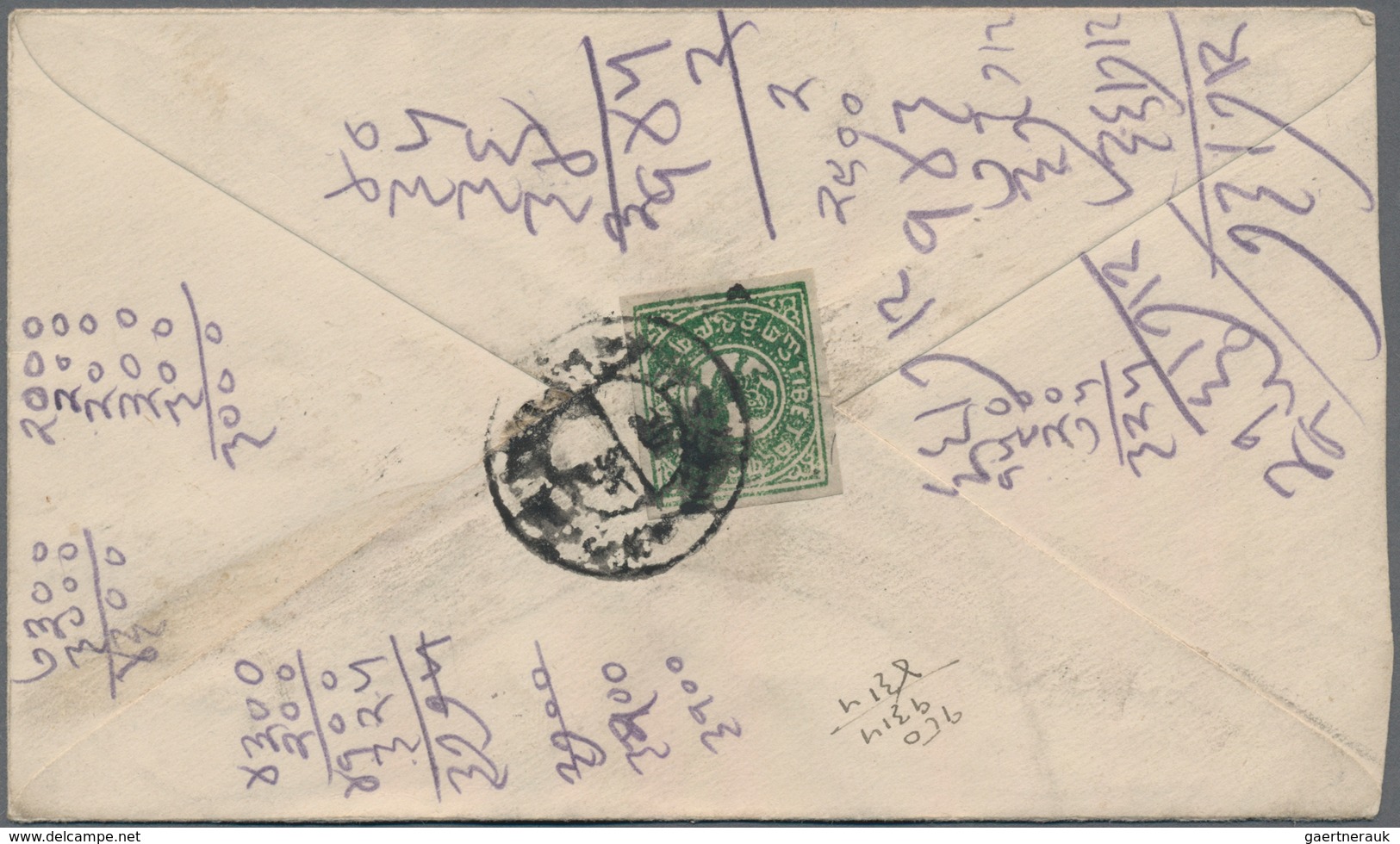 Tibet: 1912, 1/6 T. Green Single Franks (5, Inc. One Combination With India 1 A. 1927 Pharijong To N - Andere-Azië