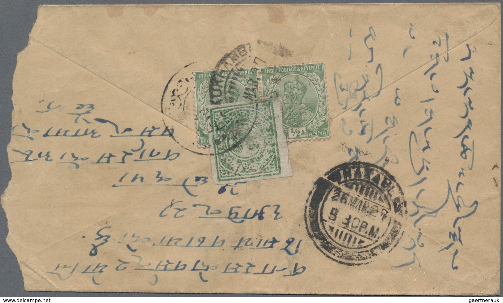 Tibet: 1912, 1/6 T. Pale Emerald, A Left Margin Margin Copy, Tied Small Size "Phari" In Combination - Andere-Azië