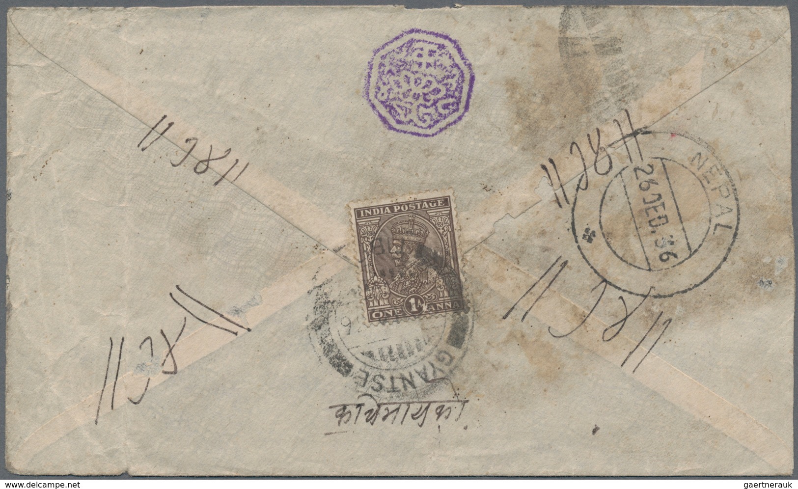 Tibet: 1919/36, India p.o. in Tibet, covers (5) all to Nepal with "Siliguri base office 4 FE 19", ot