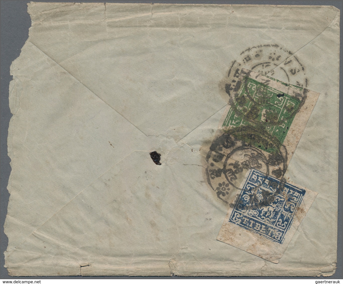 Tibet: 1933, 2/3 T Blue Imperf., A Bottom Right Corner Copy With 4 T.olive Imperf. , A Deeply Inked - Andere-Azië