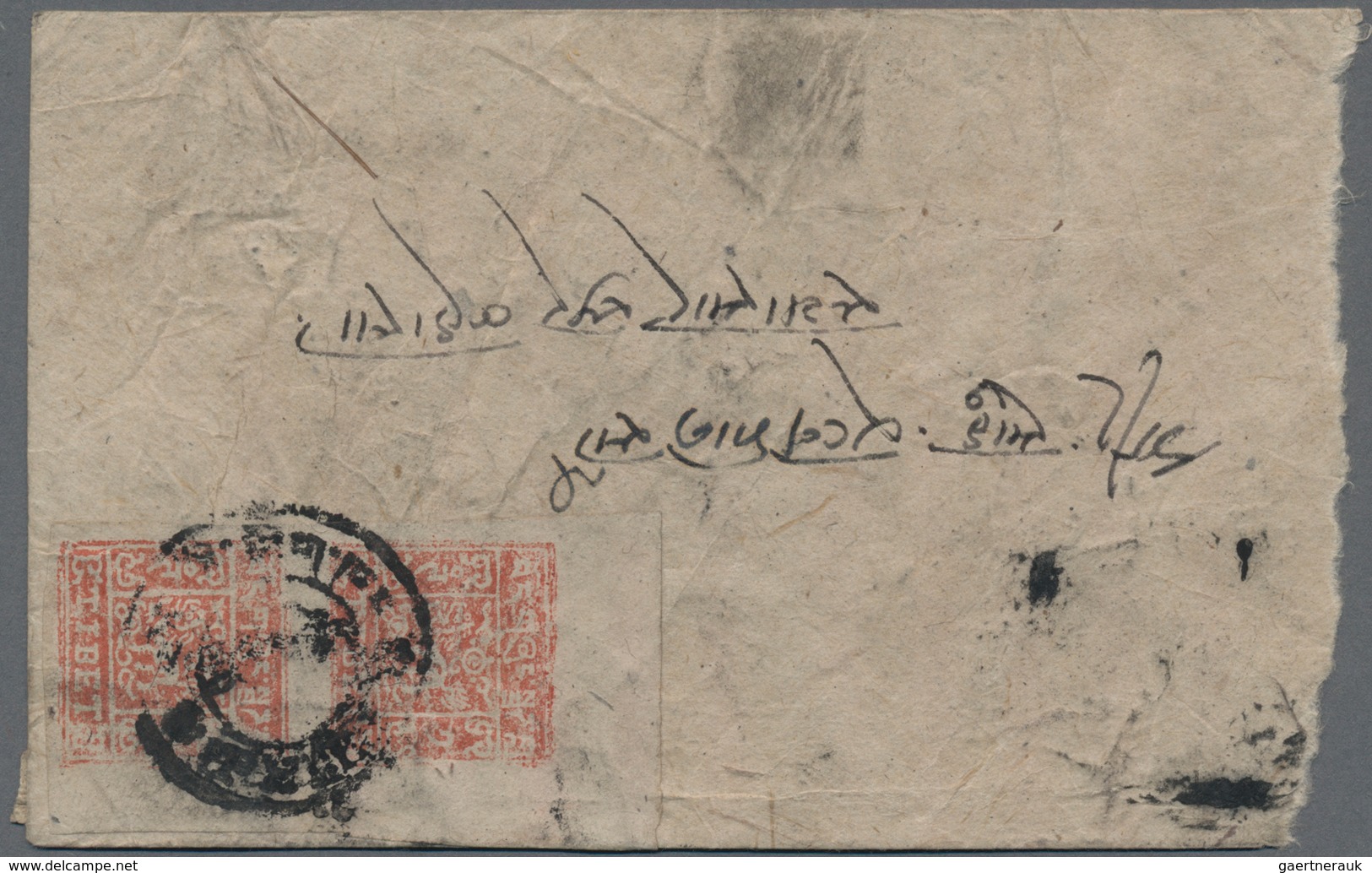 Tibet: 1933, 1 T. Reddish Orange., A Top Left Corner Vertical Margin Pair Tied "PHARI" To Reverse Of - Andere-Azië