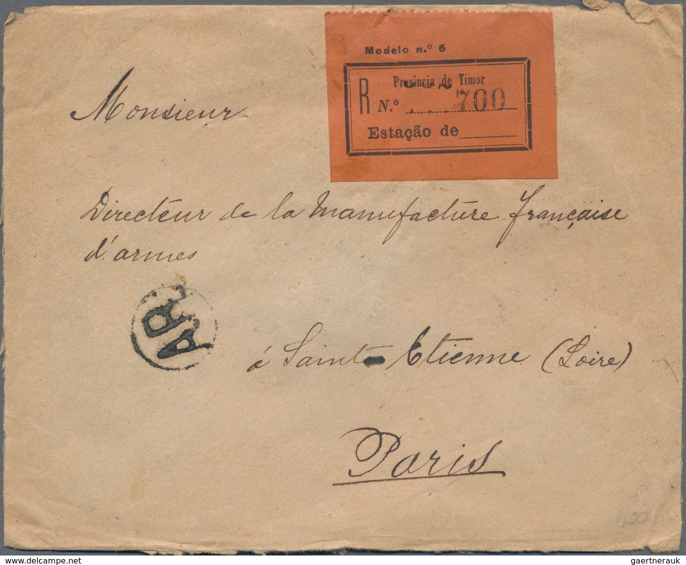 Timor: 1924, 8 A. Camoes Ovpt. "Republica" W. Definitive 40 A. Tied "DILLY 30.1.24" To Reverse Of AR - Osttimor