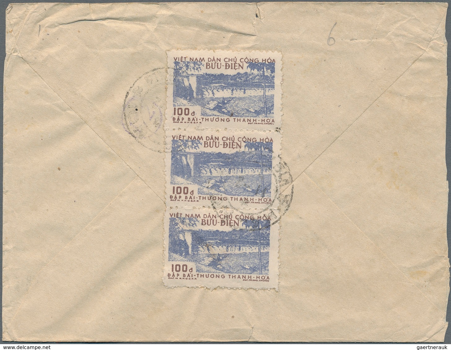 Vietnam-Nord (1945-1975): 1956. Decorative Surface Letter With A Multiple Franking Of Michel Nr. 50C - Vietnam